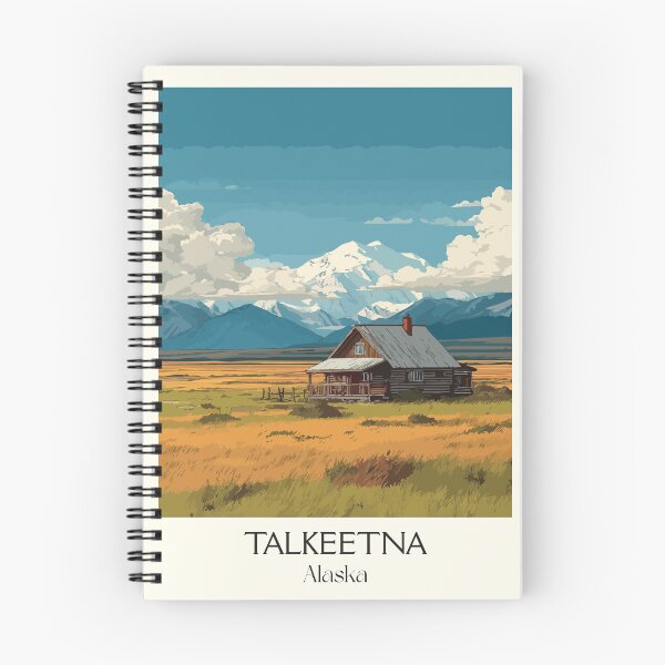 Item preview, Talkeetna Alaska Retro Travel Design | Rustic Cabin and Denali View Art designed and sold by TuncGK.