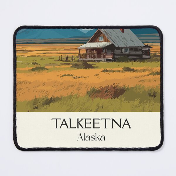 Item preview, Talkeetna Alaska Retro Travel Design | Rustic Cabin and Denali View Art designed and sold by TuncGK.