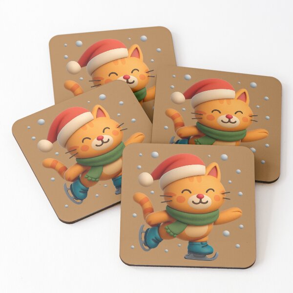 Item preview, Skating Christmas Cat. Chat patineur de Noël designed and sold by Drawingshirts.