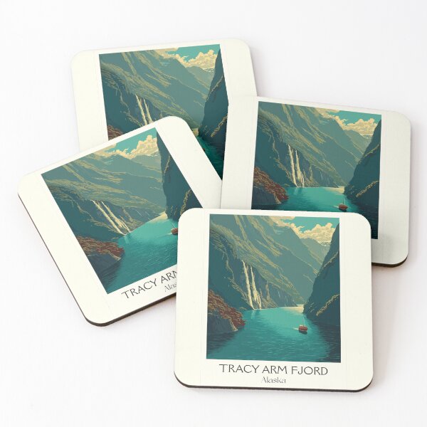 Item preview, Tracy Arm Fjord Alaska Vintage Travel Art | Sawyer Glacier Cruise Illustration designed and sold by TuncGK.