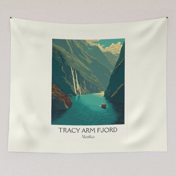 Item preview, Tracy Arm Fjord Alaska Vintage Travel Art | Sawyer Glacier Cruise Illustration designed and sold by TuncGK.