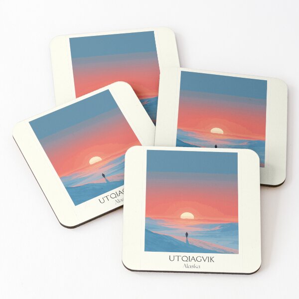 Item preview, Utqiagvik Alaska Retro Travel Design | Arctic Coast Midnight Sun Illustration designed and sold by TuncGK.
