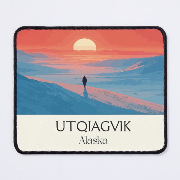Item preview, Utqiagvik Alaska Retro Travel Design | Arctic Coast Midnight Sun Illustration designed and sold by TuncGK.