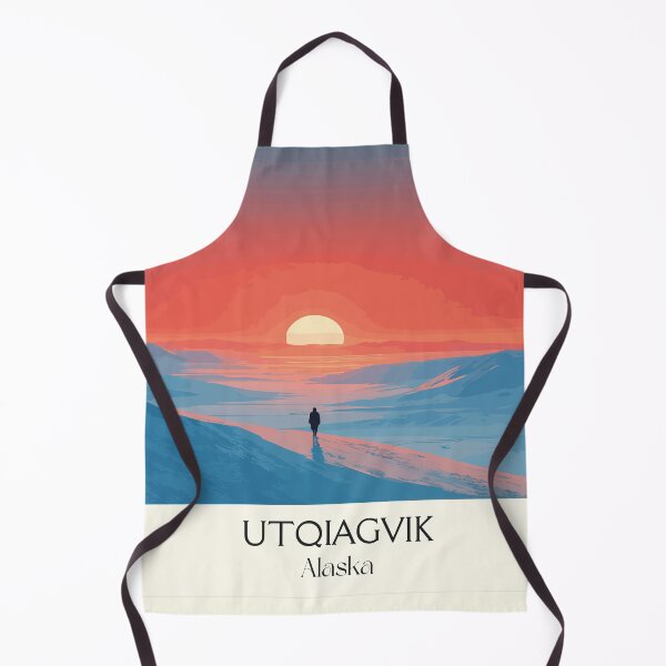 Item preview, Utqiagvik Alaska Retro Travel Design | Arctic Coast Midnight Sun Illustration designed and sold by TuncGK.