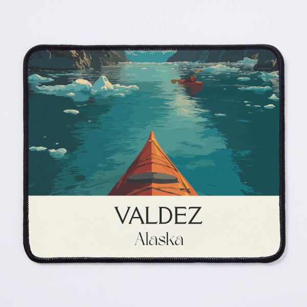 Item preview, Valdez Alaska Vintage Travel Art | Kayaking in Prince William Sound Fjord designed and sold by TuncGK.