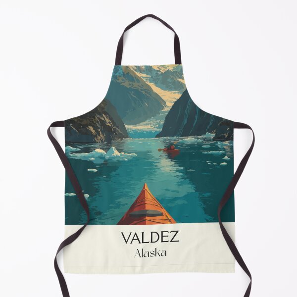 Item preview, Valdez Alaska Vintage Travel Art | Kayaking in Prince William Sound Fjord designed and sold by TuncGK.