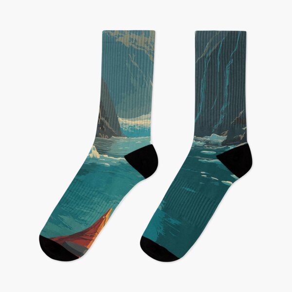 Item preview, Valdez Alaska Vintage Travel Art | Kayaking in Prince William Sound Fjord designed and sold by TuncGK.