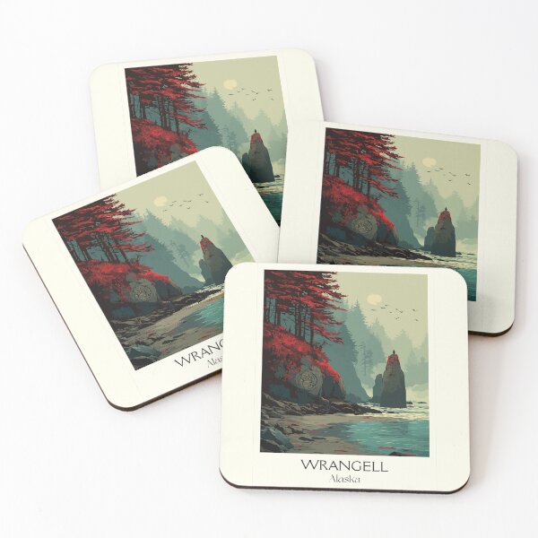 Item preview, Wrangell Alaska Retro Travel Design | Anan Creek and Coastal Scenery Art designed and sold by TuncGK.