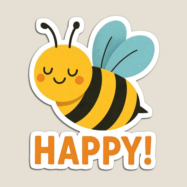 Aperçu de l'œuvre Bee Happy | Design minimaliste Bee Happy | Amoureux des abeilles créée et vendue par BimbaBoom.