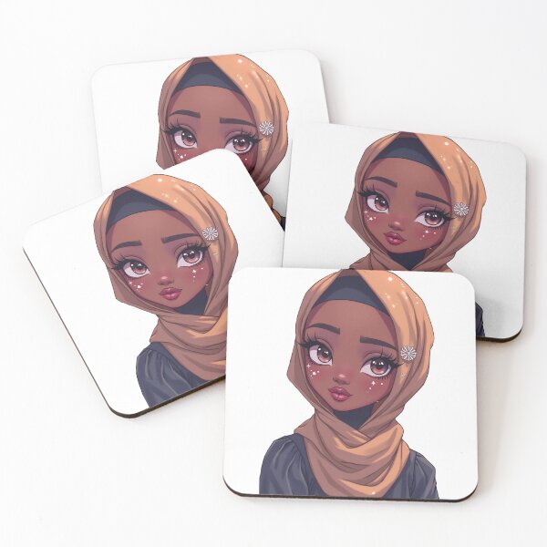 Item preview, Cute Hijabi Girl Sticker | Dark Skin Muslim Woman Cartoon designed and sold by Lulunza.