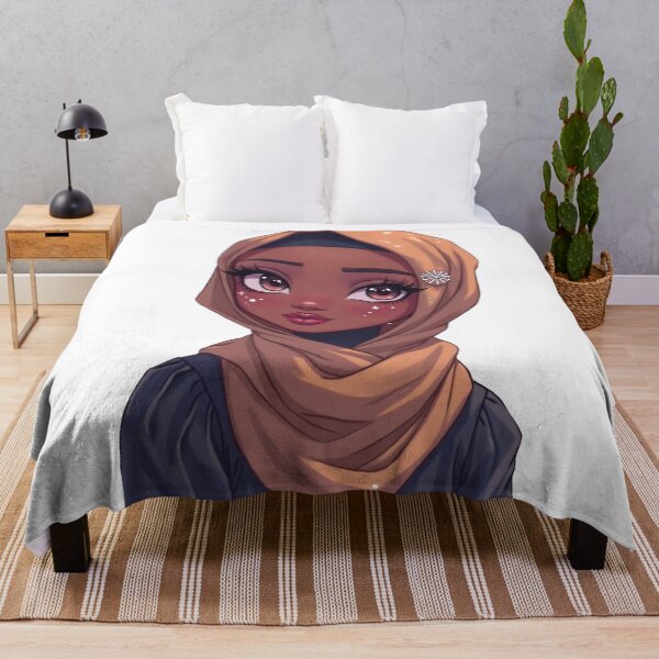 Item preview, Cute Hijabi Girl Sticker | Dark Skin Muslim Woman Cartoon designed and sold by Lulunza.