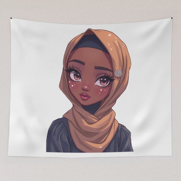 Item preview, Cute Hijabi Girl Sticker | Dark Skin Muslim Woman Cartoon designed and sold by Lulunza.