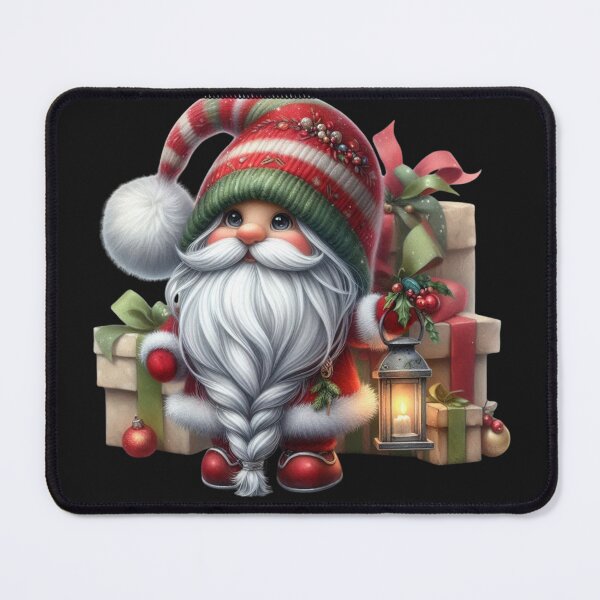 Item preview, Airbrushed Watercolor & Oil Gnome with Braided Silver Beard — Christmas Lantern & Presents designed and sold by CRAZY&ART.
