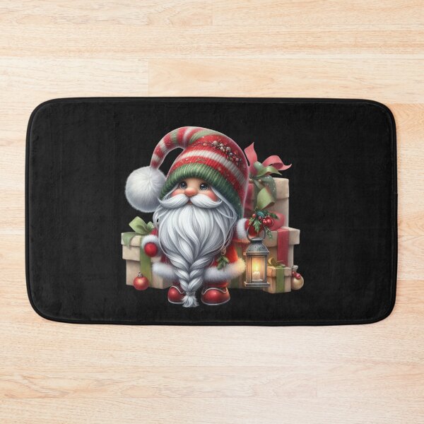 Item preview, Airbrushed Watercolor & Oil Gnome with Braided Silver Beard — Christmas Lantern & Presents designed and sold by CRAZY&ART.