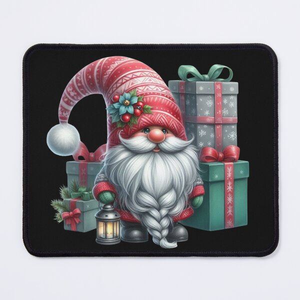 Item preview, Airbrushed Watercolor & Acrylic-Oil Gnome with Braided Silver Beard — Lantern & Christmas Presents designed and sold by CRAZY&ART.