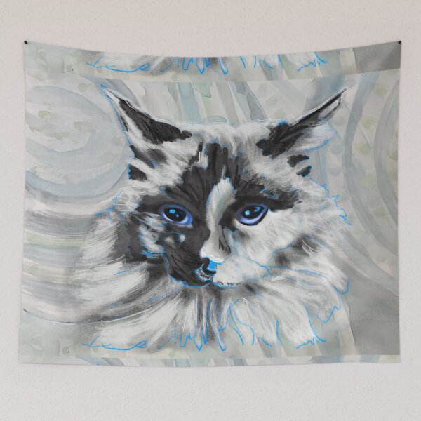 Item preview,  Ragdoll Cat Watercolor Art - Blue Eyes Portrait Wall Art designed and sold by HeidiArtist.