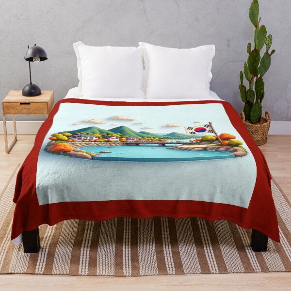 Item preview, Yangjeong Scenic View in Gyeongnam Korea 3D Cute Sketch with Korean Flag designed and sold by PaintMeWorld.