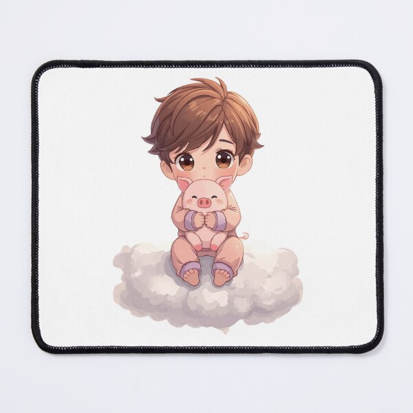Item preview, Cloud Cuddles – Boy with Mini Piglet designed and sold by Purdiole-art.