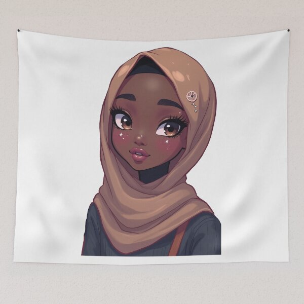 Item preview, Dark Skin Hijabi Girl Sticker | Muslim Woman Digital Art designed and sold by Lulunza.
