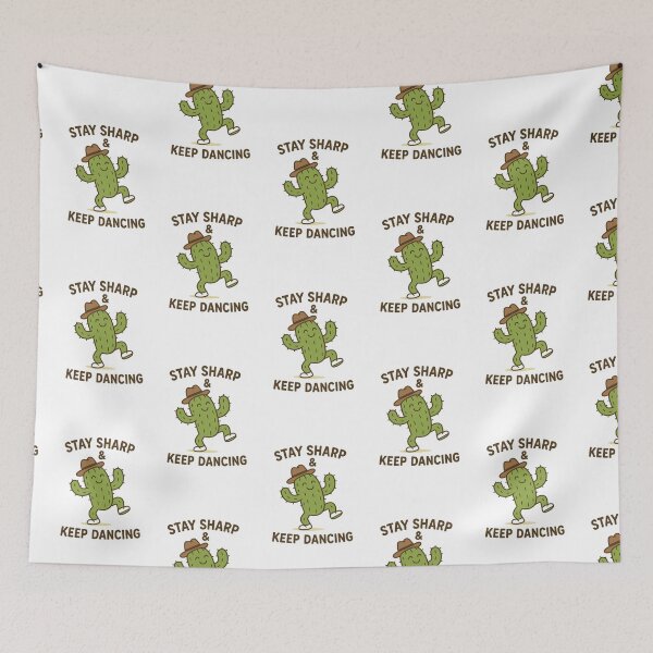 Item preview, Stay Sharp & Keep Dancing – Dancing Cactus Illustration designed and sold by Byarasstudio.