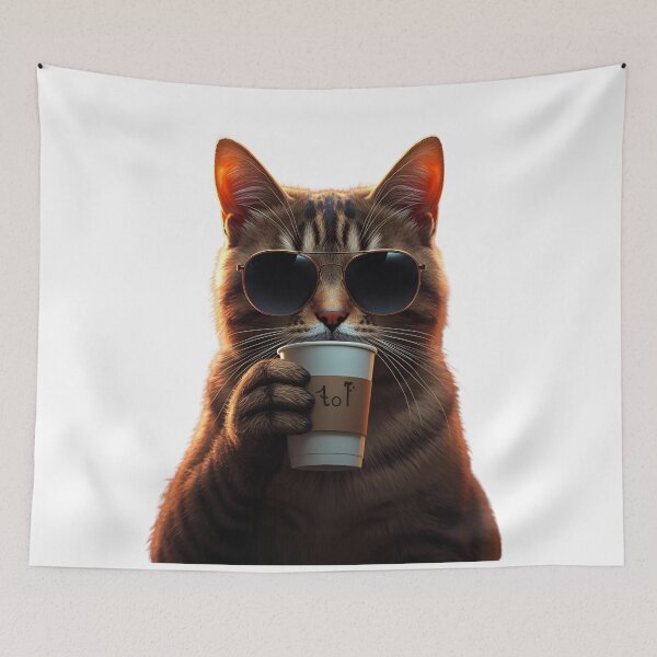 Item preview, Cat and Coffee – Funny Illustration for Coffee and Cat Lovers designed and sold by RAKO13.