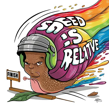 Artwork thumbnail, "Speed Is Relative" Racing Snail by MemGraphicss