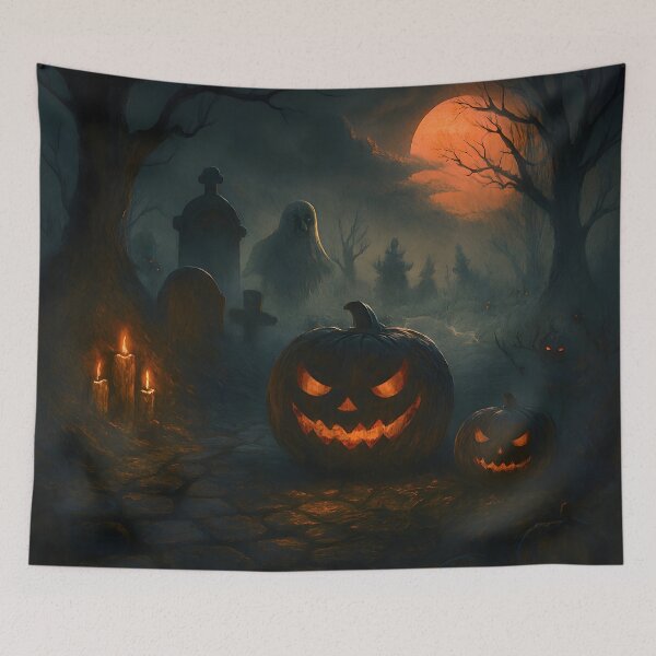 Item preview, Spooky Halloween Pumpkins in Haunted Graveyard designed and sold by PandaTShirtShop.