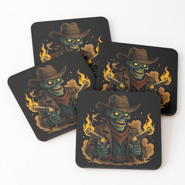 Item preview, Zombie Cowboy Gunslinger with Glowing Revolvers designed and sold by Everyday Motif.
