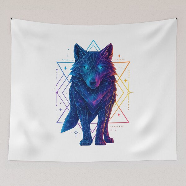 Item preview, Cosmic Neon Wolf – Geometric Spirit Animal Art designed and sold by BloomOfDesign.
