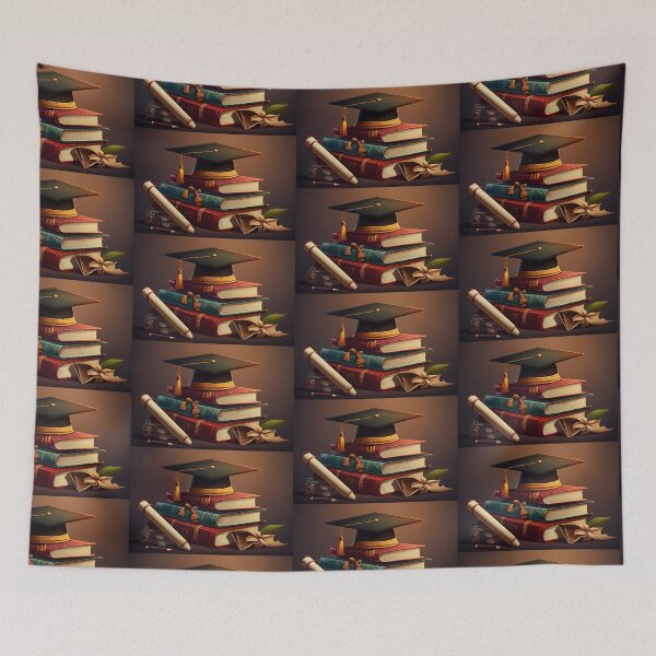 Item preview, Graduation illustration background with graduation hat and books. AI Generative content designed and sold by dvoevnore.