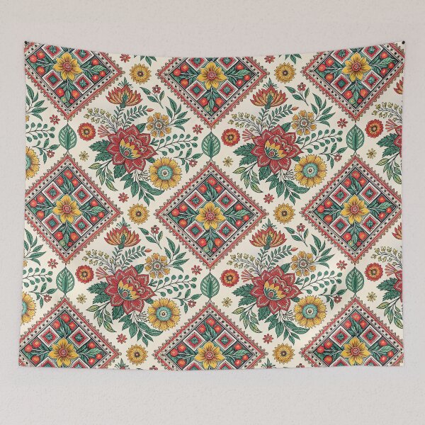 Item preview, Vibrant Folk Art Floral Seamless Pattern designed and sold by RGShirtWorks.