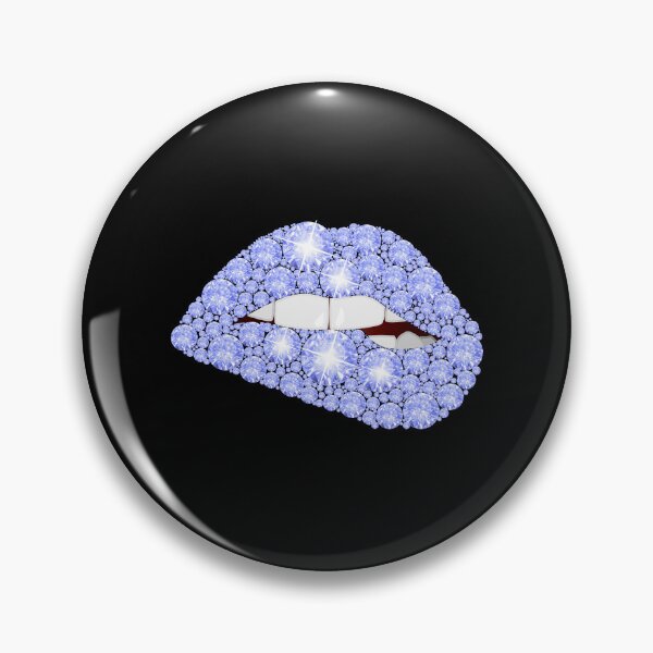 Item preview, Blue Diamond Lips – Sparkly Crystal Lip Design in Icy Blue and White on Black | Glam Pop Art Aesthetic designed and sold by Dragonfly-10.
