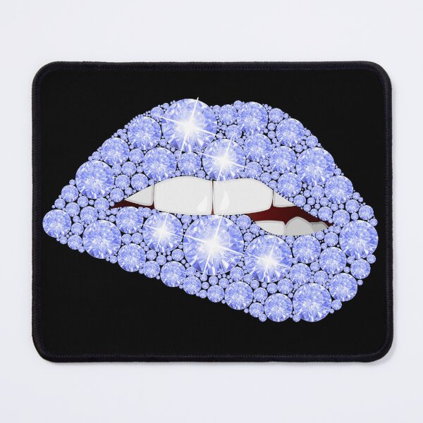 Item preview, Blue Diamond Lips – Sparkly Crystal Lip Design in Icy Blue and White on Black | Glam Pop Art Aesthetic designed and sold by Dragonfly-10.