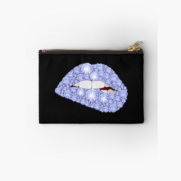 Item preview, Blue Diamond Lips – Sparkly Crystal Lip Design in Icy Blue and White on Black | Glam Pop Art Aesthetic designed and sold by Dragonfly-10.
