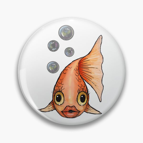 Item preview, Goldfish with Bubbles, Big-Eyed, Big Lipped Fish, Illustration designed and sold by JoyfulWhimsy.