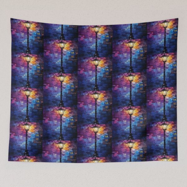 Item preview, Street Lamp in Colorful Night Artwork  designed and sold by NivyasArtistry.
