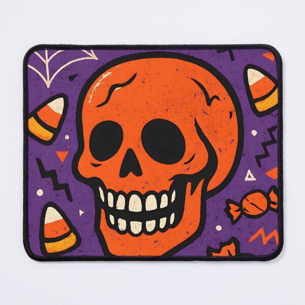 Item preview, Playful Orange Skull With Halloween Candy and Spiderweb designed and sold by PandaTShirtShop.