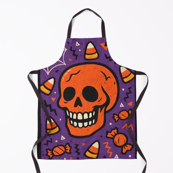 Item preview, Playful Orange Skull With Halloween Candy and Spiderweb designed and sold by PandaTShirtShop.