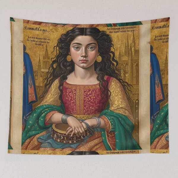 Item preview, Vintage Medieval style art of Esmeralda from the Hunchback of Notre Dame by Victor Hugo designed and sold by Vintage Designs +.