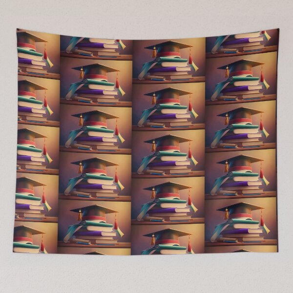 Item preview, Graduation illustration background with graduation hat and books. AI Generative content designed and sold by dvoevnore.
