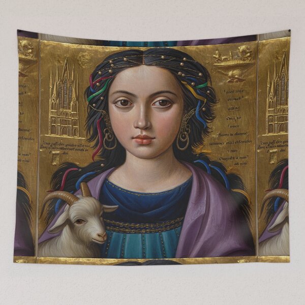 Item preview, Vintage Medieval style art of Esmeralda from the Hunchback of Notre Dame by Victor Hugo designed and sold by Vintage Designs +.