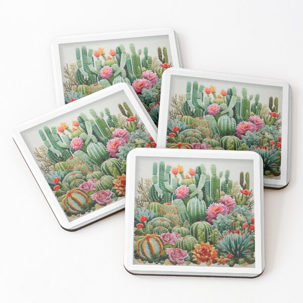Item preview, Embroidery picture succulent cactus garden colorful needlework white framed designed and sold by G-M-Designs.