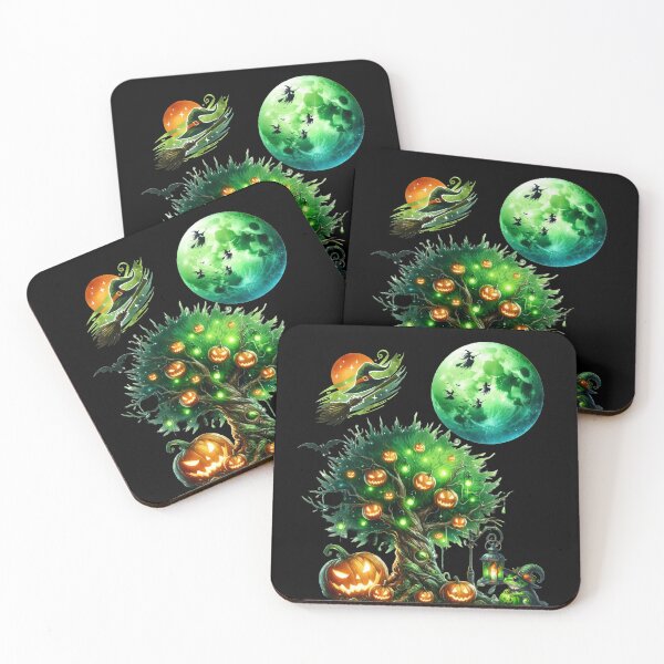 Item preview,  Green halloween and glowing pumpkins and green moon designed and sold by DżodżoJoy.