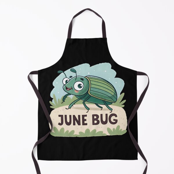 Item preview, Playful June Bug Cartoon – Flat Green Insect Illustration with Vintage Lettering designed and sold by VividOrganica.