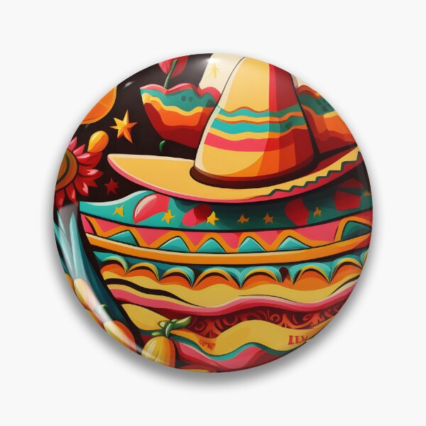 Item preview, Mexican holiday Cinco de Mayo, May 5 pattern on black background with Mexican traditional national ethnic symbols flags flowers decorations guitar hat cactuses bright details. AI Generative content designed and sold by dvoevnore.