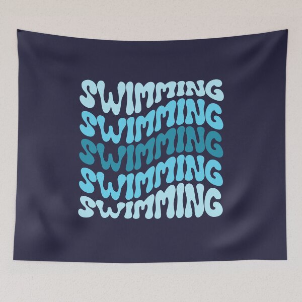 Item preview, Swimming Blue Wavy Retro Swimmer Groovy Swim designed and sold by StrideSuccess.