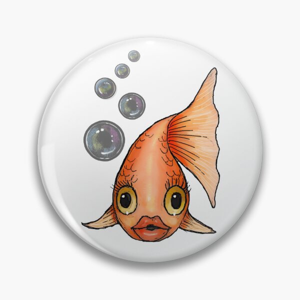 Item preview, Goldfish with Bubbles, Big-Eyed, Big Lipped Fish, Illustration designed and sold by JoyfulWhimsy.