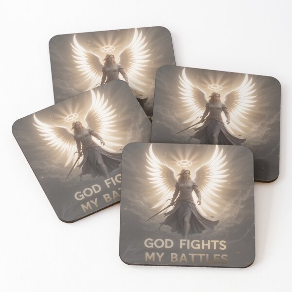Item preview, “God Fights My Battles” | Angel Christian Faith Affirmation Art designed and sold by GJ Kul.