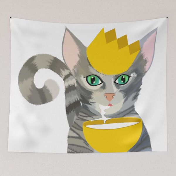 Item preview, King of Cups Cat, Gray Tabby Cat King with a Goblet of Milk Funny Image designed and sold by Kristi Brooks.