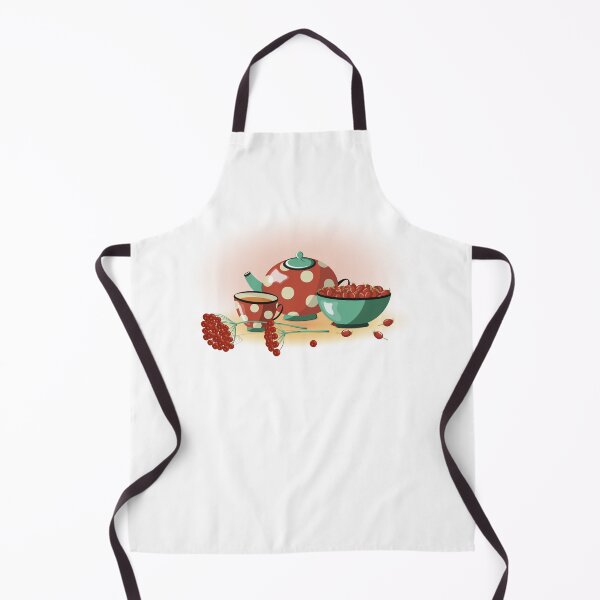 Item preview, Vector illustration with red Berries, red Teapot and cup with polka dots, Rosehip in plate and Viburnum Twigs designed and sold by KosaUA.